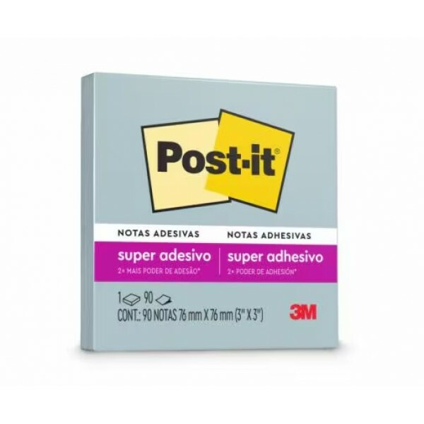 Bloco Adesivo Post-It Super Adesivo Azul 76mmX76mm - 3M Bloco Adesivo Post-It Super Adesivo Azul 76mmX76mm - 3M
