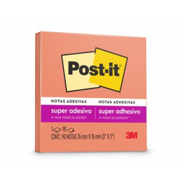 Bloco Adesivo Post-It Super Adesivo Laranja Retrô 76mmX76mm - 3M Bloco Adesivo Post-It Super Adesivo Laranja Retrô 76mmX76mm - 3M