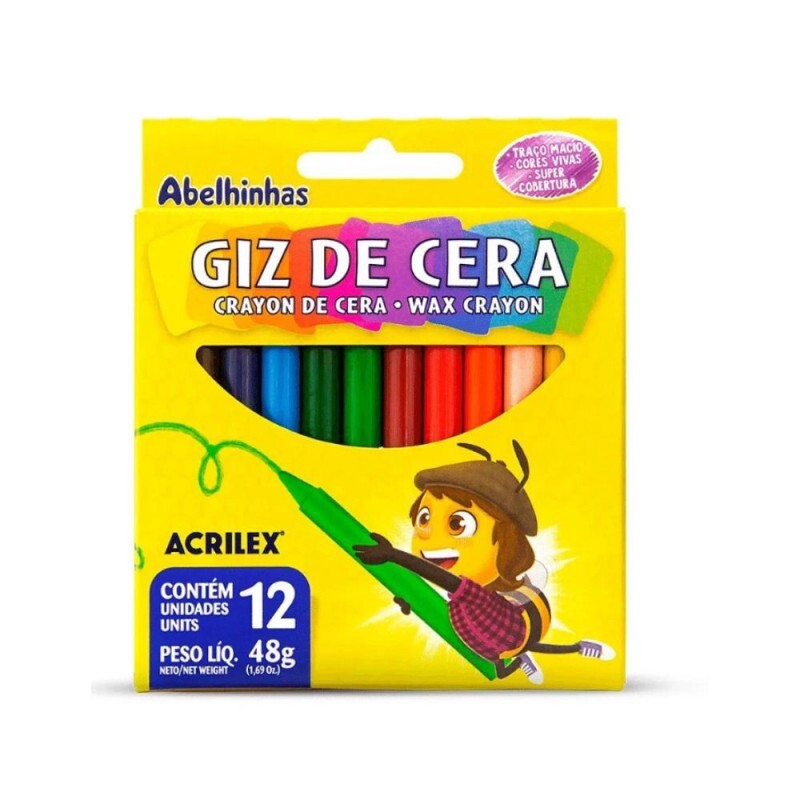 Giz Cera Com 12 Cores Acrilex