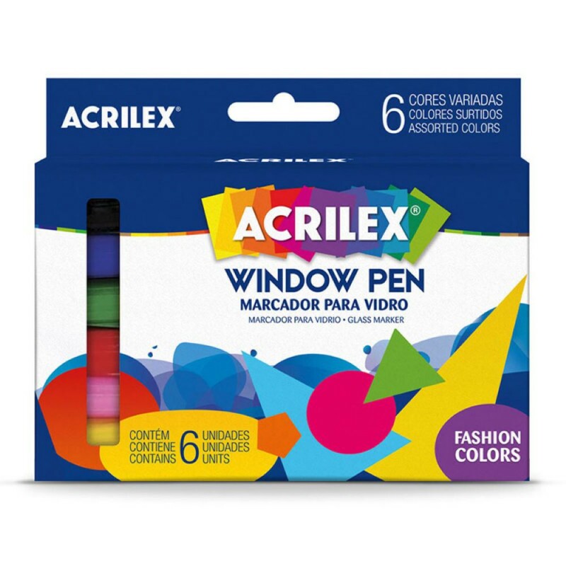 Marcador Para Vidro Window Pen 6 Cores - Acrilex
