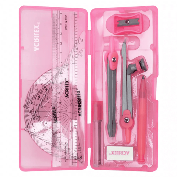 Conjunto para Desenho Geométrico Rosa - Acrilex Conjunto para Desenho Geométrico Rosa - Acrilex