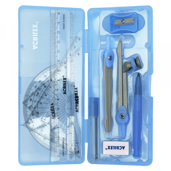 Conjunto para Desenho Geométrico Azul - Acrilex Conjunto para Desenho Geométrico Azul - Acrilex