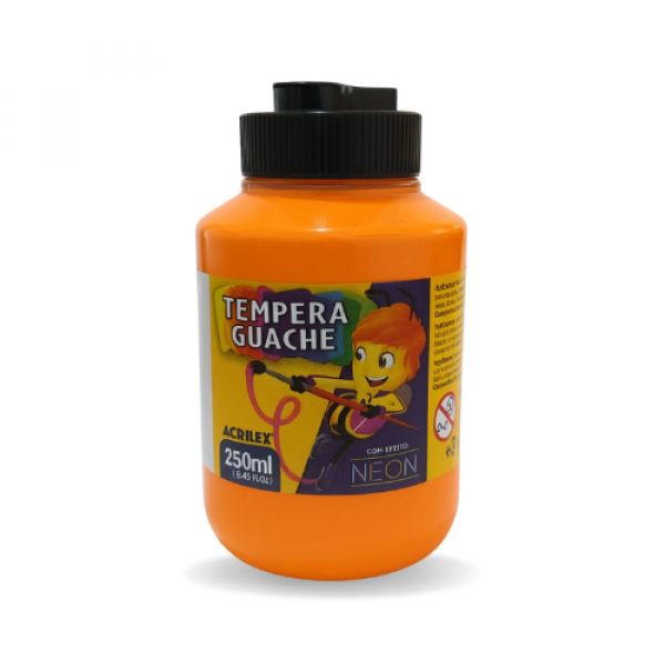 Tempera Guache Neon Laranja 105 250ml - Acrilex