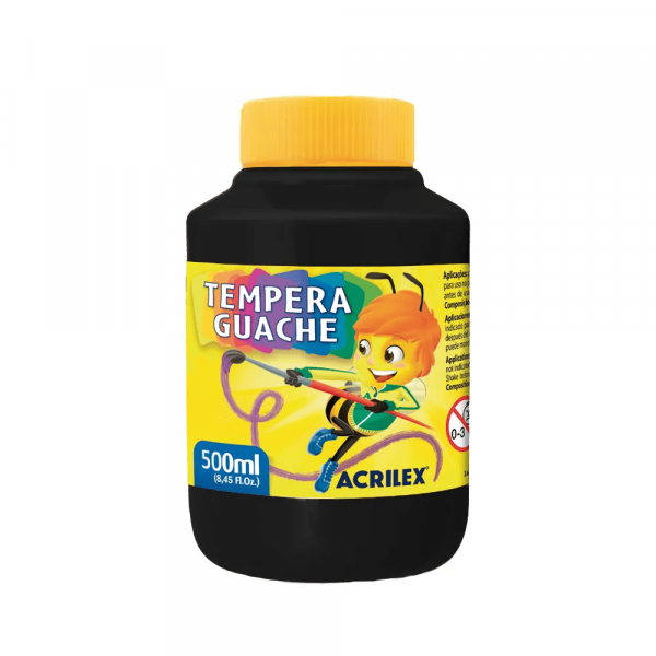 Tempera Guache Preto 520 500ml - Acrilex Tempera Guache Preto 520 500ml - Acrilex