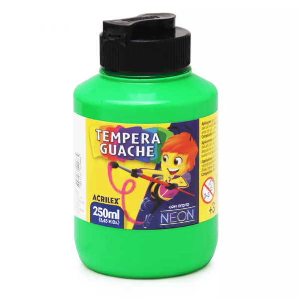 Tempera Guache Neon Verde 101 250ml - Acrilex Tempera Guache Neon Verde 101 250ml - Acrilex