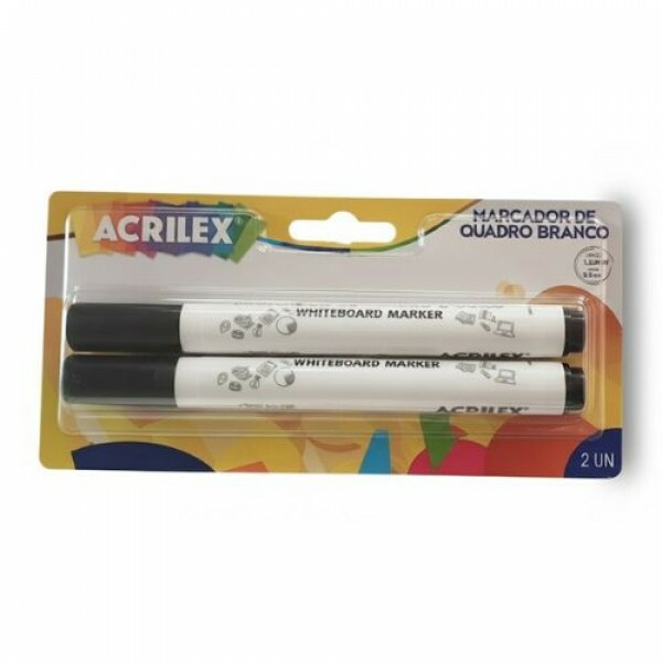 Marcador para Quadro Branco Preto 2 Unidades - Acrilex Marcador para Quadro Branco Preto 2 Unidades - Acrilex