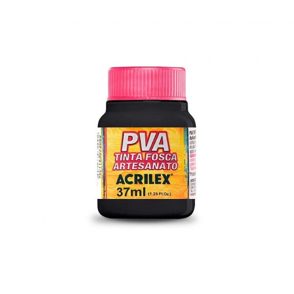 Tinta PVA Fosca Preto 37ml - Acrilex Tinta PVA Fosca Preto 37ml - Acrilex