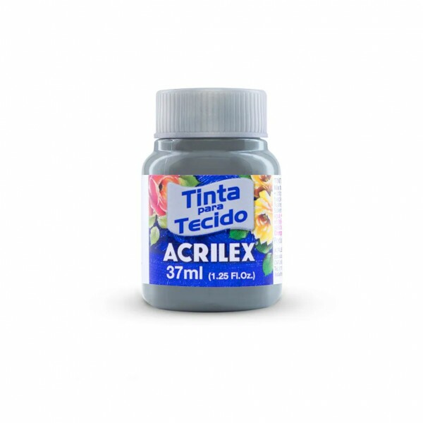 Tinta para Tecido Cinza 37ml - Acrilex Tinta para Tecido Cinza 37ml - Acrilex