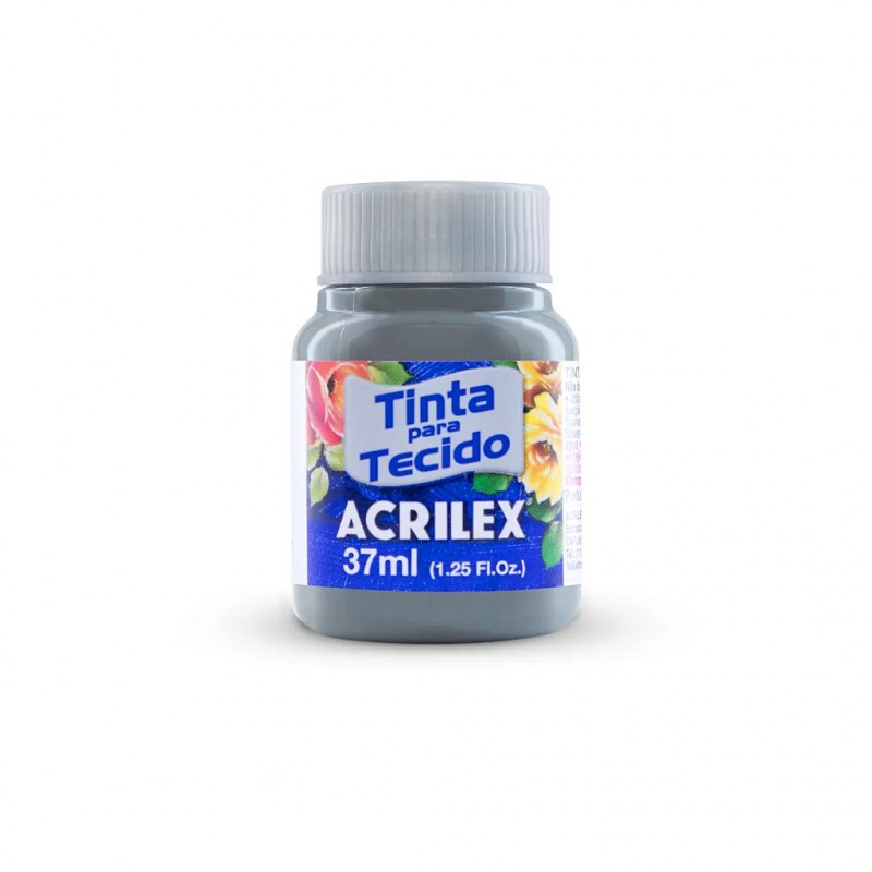 Tinta para Tecido Cinza 37ml - Acrilex Tinta para Tecido Cinza 37ml - Acrilex