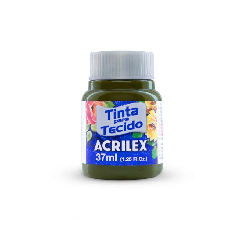 Tinta para Tecido Verde Oliva 37ml - Acrilex Tinta para Tecido Verde Oliva 37ml - Acrilex