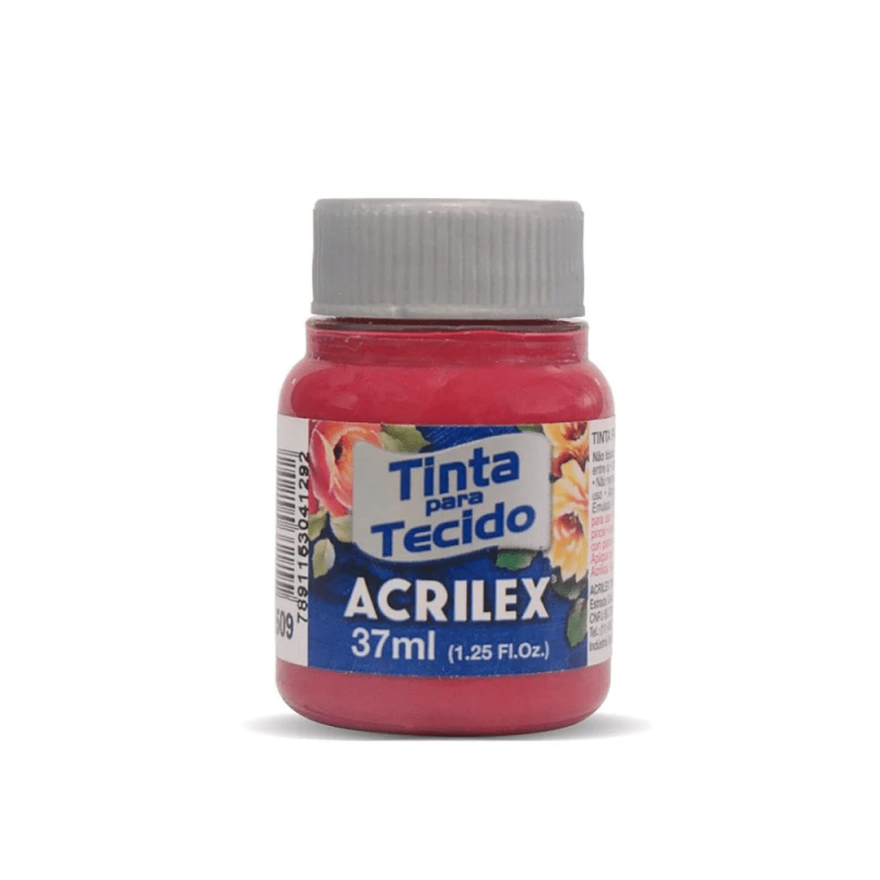 Tinta para Tecido Vermelho Carmim 37ml - Acrilex Tinta para Tecido Vermelho Carmim 37ml - Acrilex