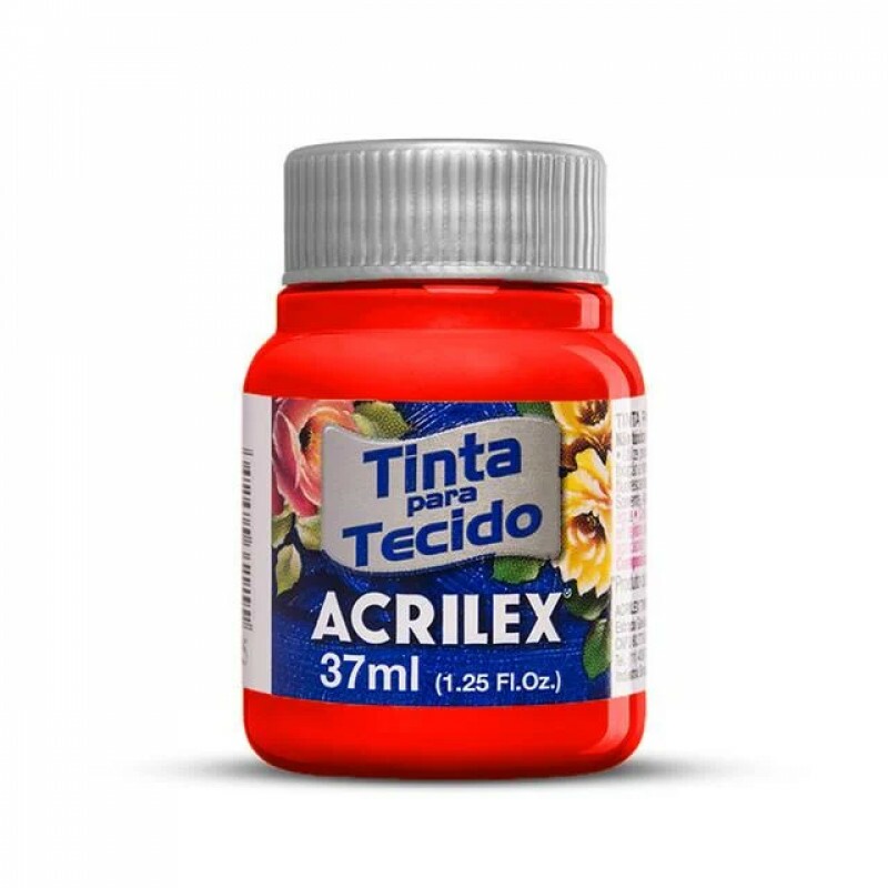 Tinta para Tecido Vermelho Fogo 37ml - Acrilex Tinta para Tecido Vermelho Fogo 37ml - Acrilex