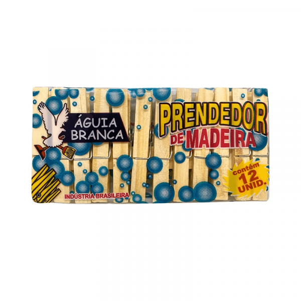 Prendedor de Madeira 12 Unidades - Águia Branca