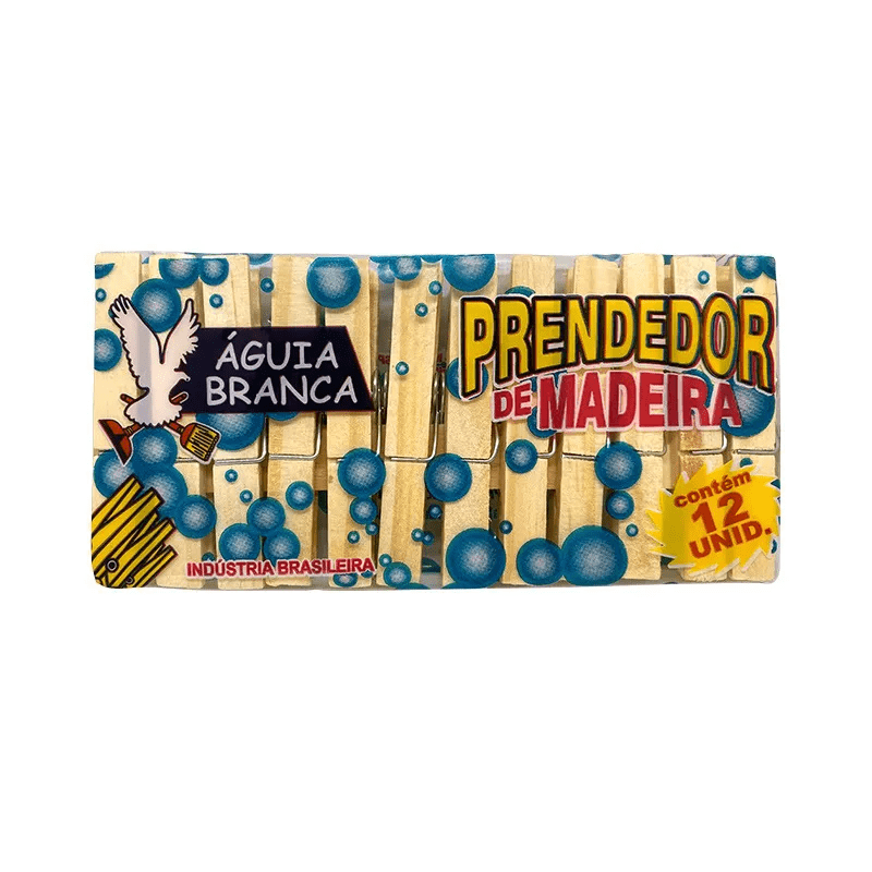 Prendedor de Madeira 12 Unidades - Águia Branca