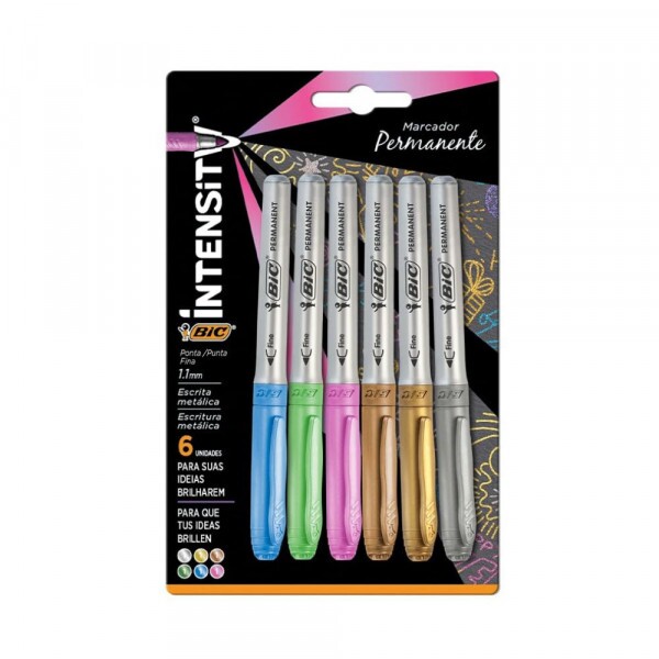 Marcador Permanente Metalico 6 Unidades Bic