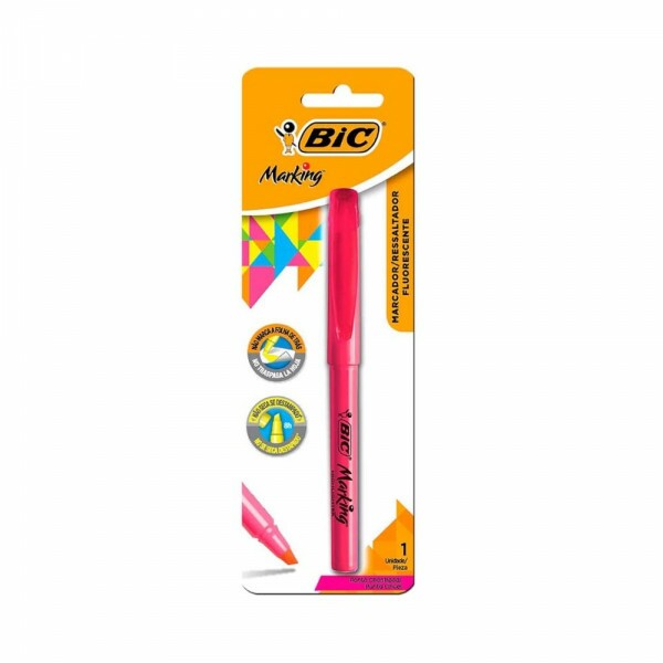 Marca Texto Fluorescente Rosa Bic