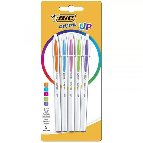 Caneta Cristal Up 1.2mm 5 Cores - Bic Caneta Cristal Up 1.2mm 5 Cores - Bic