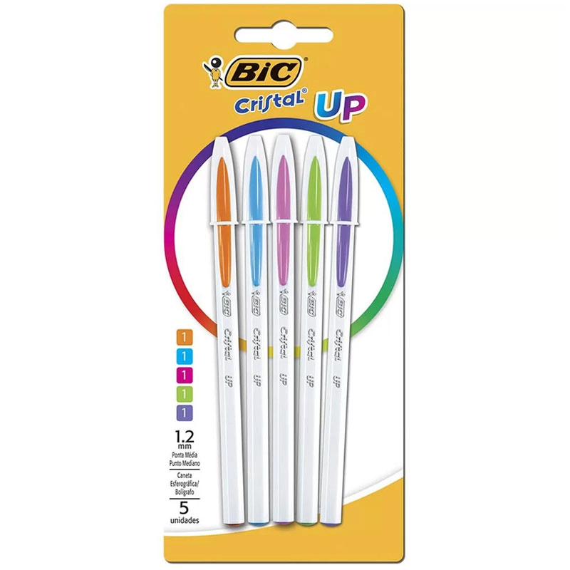 Caneta Cristal Up 1.2mm 5 Cores - Bic Caneta Cristal Up 1.2mm 5 Cores - Bic