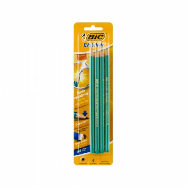 Lápis Evolution Verde Hexagonal HB2 4 Unidades - Bic 