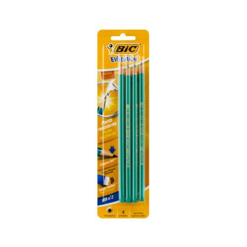Lápis Evolution Verde Hexagonal HB2 4 Unidades - Bic 