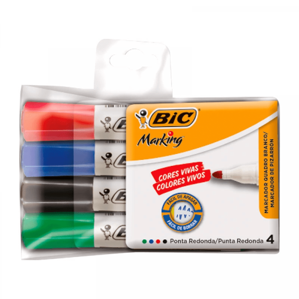 Marcador Marking Para Quadro Branco 4 Cores - Bic Marcador Marking Para Quadro Branco 4 Cores - Bic