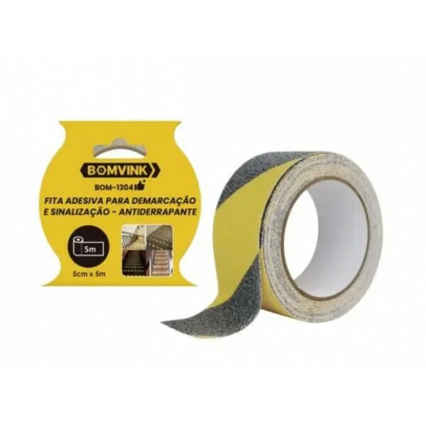 Fita Adesiva para Sinalização Antiderrapante 5cmX5m - Bomvink Fita Adesiva para Sinalização Antiderrapante 5cmX5m - Bomvink