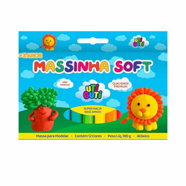 Massinha de Modelar Soft 180g c/12 cores Uti Guti Massinha de Modelar Soft 180g c/12 cores Uti Guti