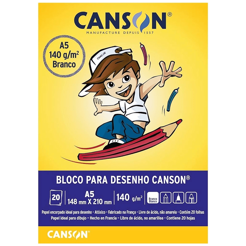 Bloco Desenho Branco A5 140g - c/20 folhas - Canson