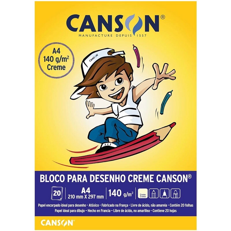 Bloco Desenho Creme A4 140g - c/20 folhas - Canson