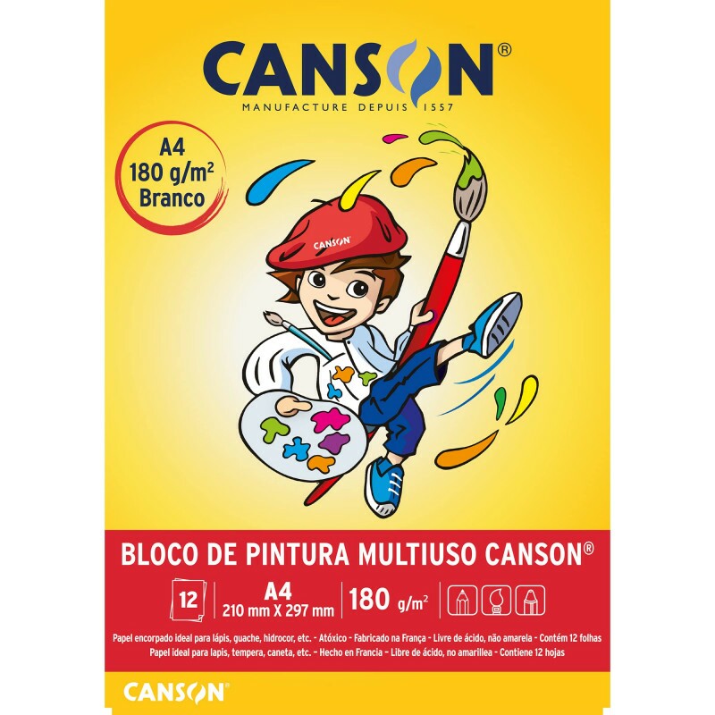 Bloco Pintura Multiuso A4 180g - c/12 folhas - Canson