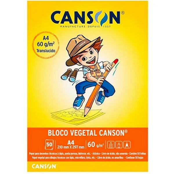 Bloco Vegetal A4 60g - c/50 folhas - Canson Bloco Vegetal A4 60g - c/50 folhas - Canson