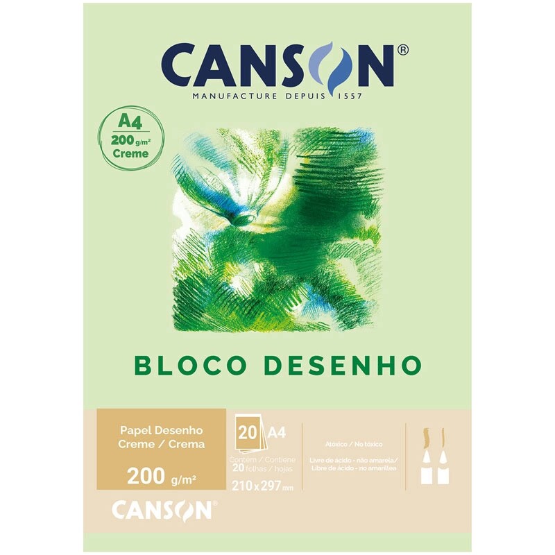 Bloco Desenho Creme A4 200g - c/20 folhas - Canson