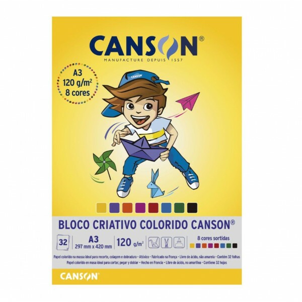 Bloco Criativo Colorido A3 120g 8 Cores c/32 Folhas - Canson