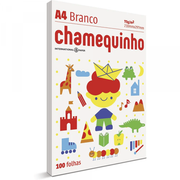 Folha Sulfite Branca A4 75g 100 Folhas - Chamequinho Folha Sulfite Branca A4 75g 100 Folhas - Chamequinho