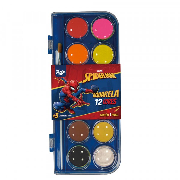 Aquarela 12 Cores c/Pincel Spiderman - Dac Aquarela 12 Cores c/Pincel Spiderman - Dac