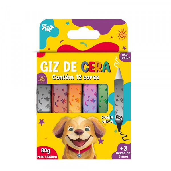 Giz de Cera Ponta Dupla 12 Cores 80g - Dac Giz de Cera Ponta Dupla 12 Cores 80g - Dac