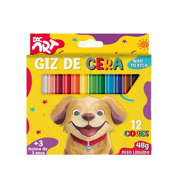 Giz de Cera 12 Cores 48g - Dac