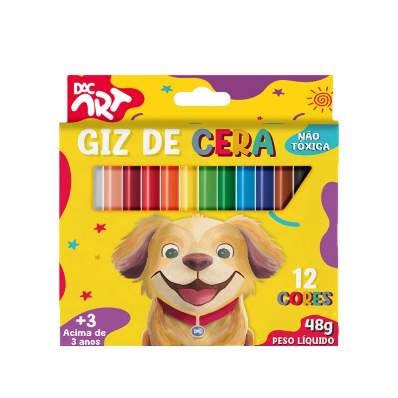 Giz de Cera 12 Cores 48g - Dac Giz de Cera 12 Cores 48g - Dac