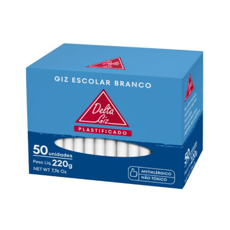 Giz Branco Plastificado Hipoalergênico 50 Unidades - Delta Giz Branco Plastificado Hipoalergênico 50 Unidades - Delta