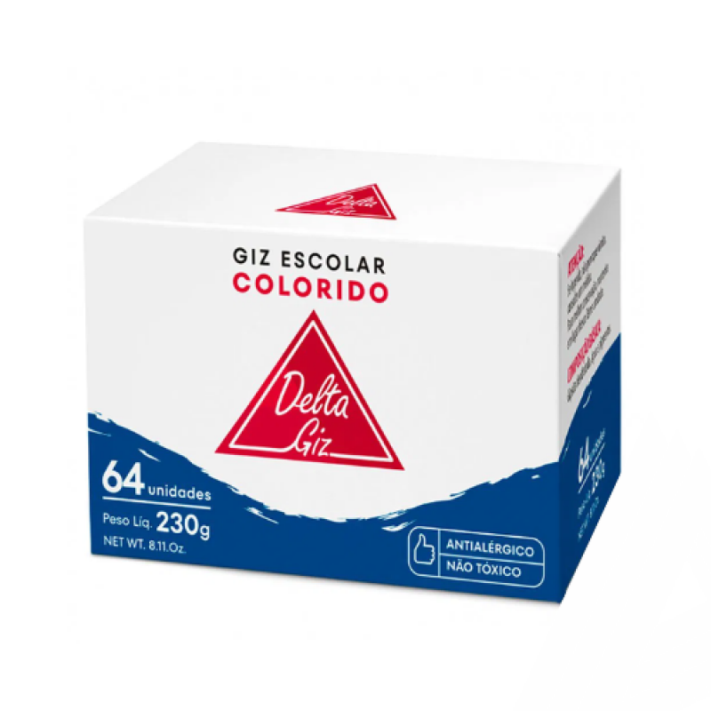 Giz Branco Colorido Hipoalergênico 64 Unidades - Delta Giz Branco Colorido Hipoalergênico 64 Unidades - Delta