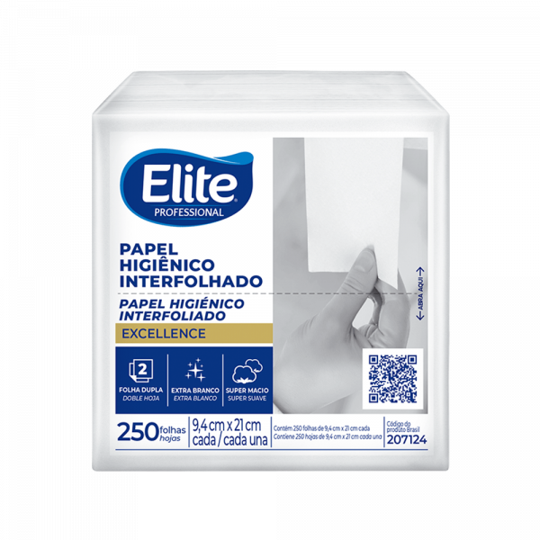 Papel Higiênico Interfolhado Folha Dupla 250 Folhas - Elite Papel Higiênico Interfolhado Folha Dupla 250 Folhas - Elite