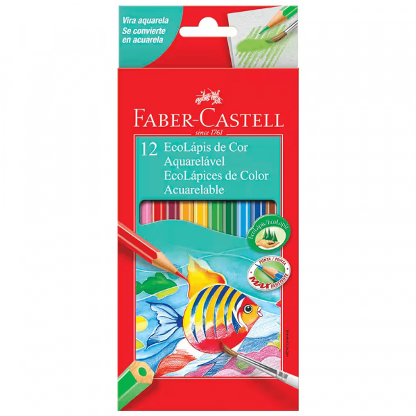 Lápis de Cor 12 Cores Aquarelável - Faber Castell Lápis de Cor 12 Cores Aquarelável - Faber Castell