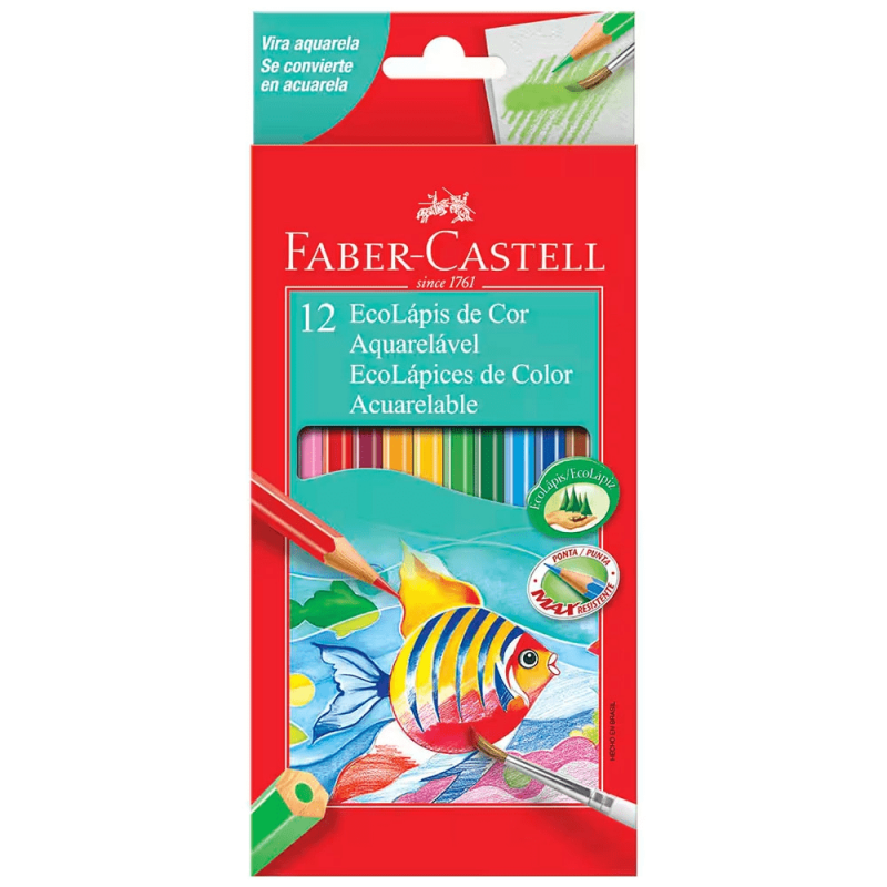 Lápis de Cor 12 Cores Aquarelável - Faber Castell
