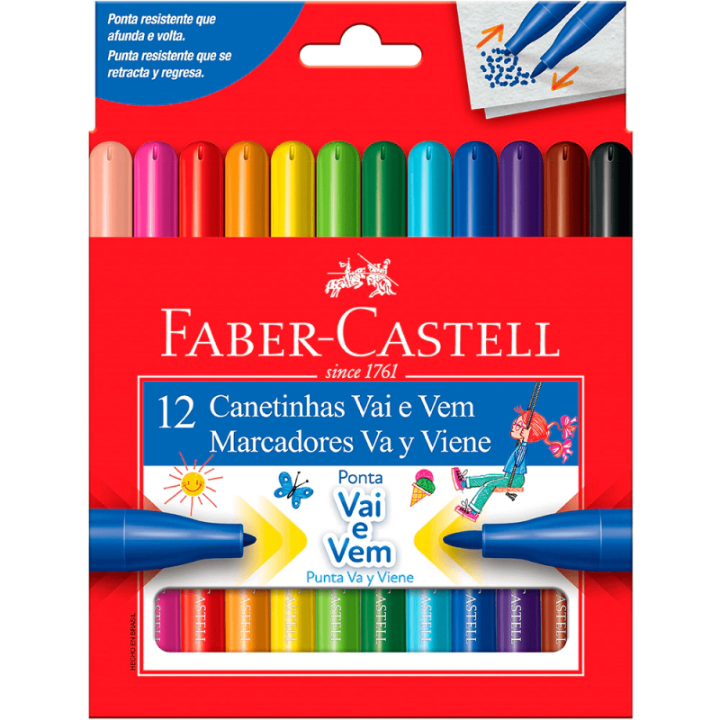 Canetinha Vai E Vem 12 Cores - Faber Castell