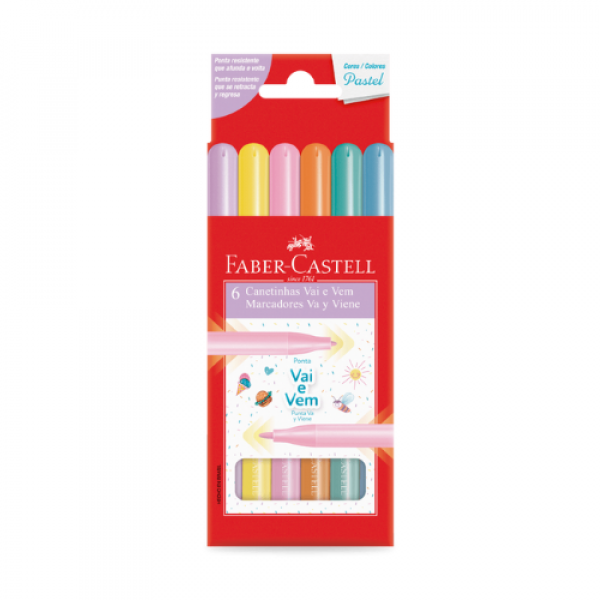 Canetinha Vai E Vem Pastel 6 Cores - Faber Castell