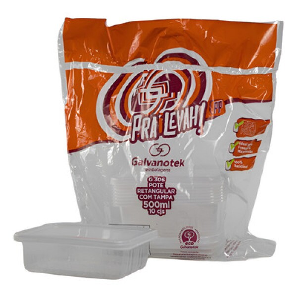 Pote Retangular G306 500ml 10 Unidades - Galvanotek Pote Retangular G306 500ml 10 Unidades - Galvanotek