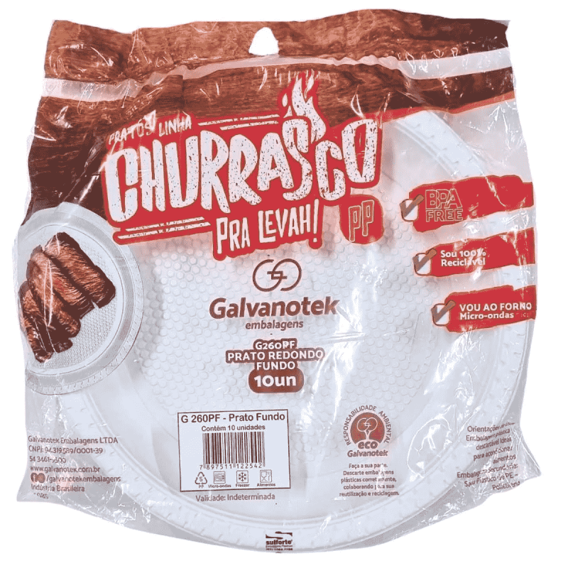 Prato Raso Borda Redonda G260P c/10 Unidades - Galvanotek