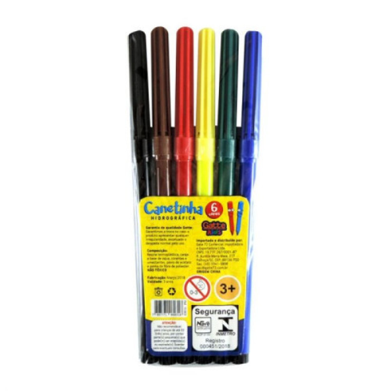 Canetinha Hidrográfica 6 Cores - Gatte