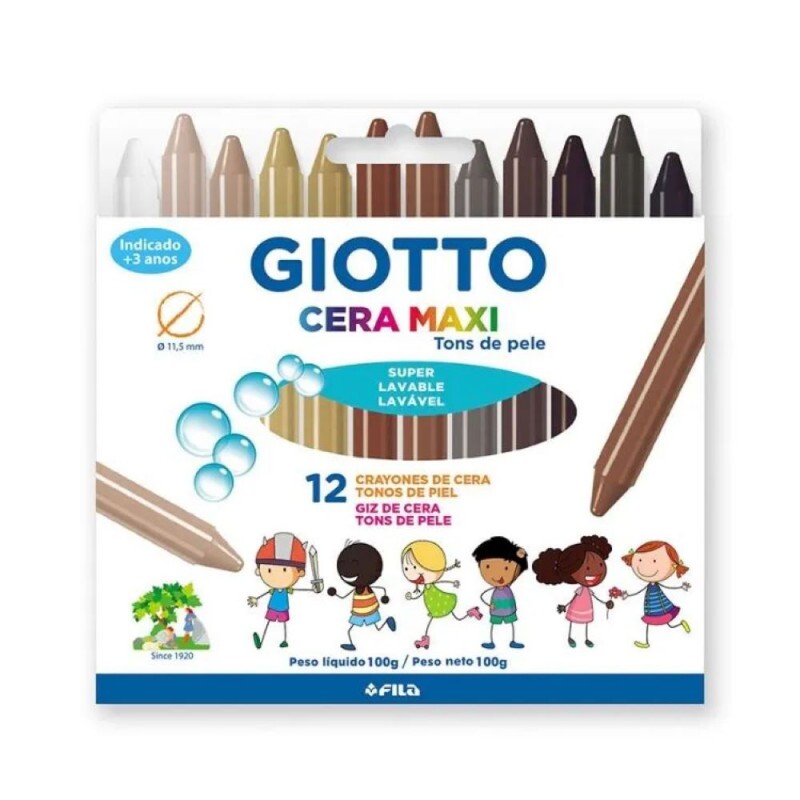 Giz De Cera Tons De Pele Com 12 Cores Giotto