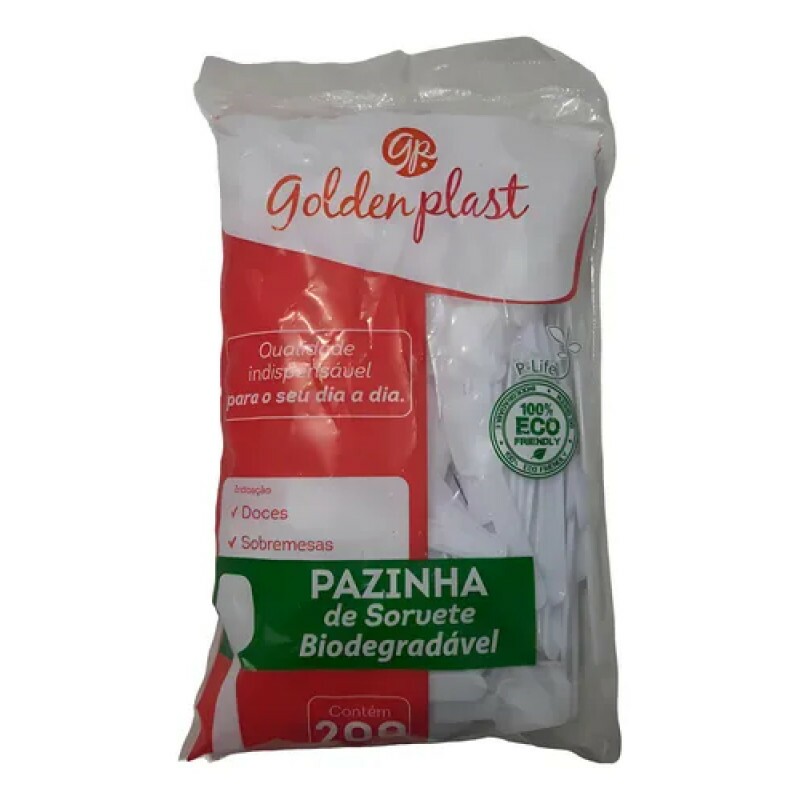 Pazinha de Sorvete Biodegradável 200 Unidades - Goldenplast Pazinha de Sorvete Biodegradável 200 Unidades - Goldenplast